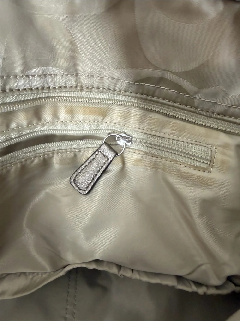 COACH Metallic & Beige Baby Bag or Tote with Shoulder Strap and Hangtag F77577
